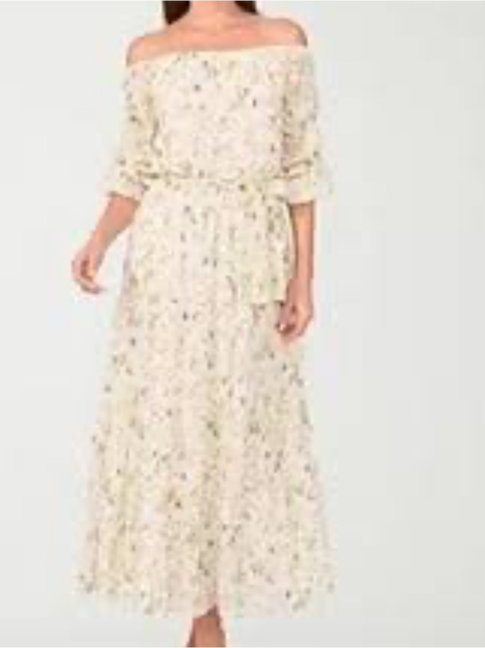 Sam and Jess White Sage Green Lavender Floral Sheer Swiiss Dot Maxi Dress 2X